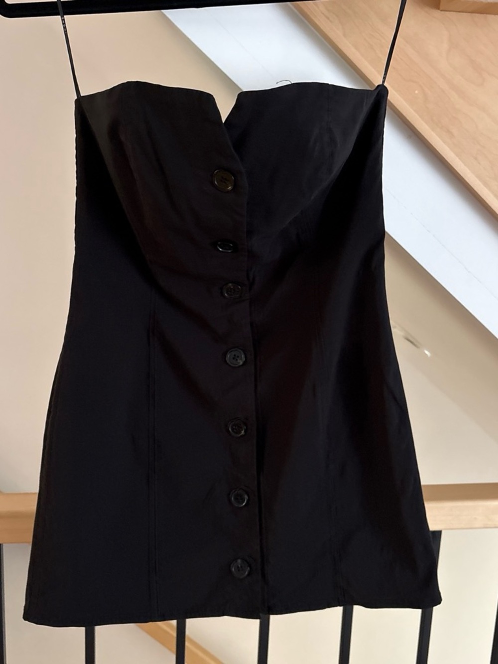 ICON Black Strapless Button-Front Mini Dress